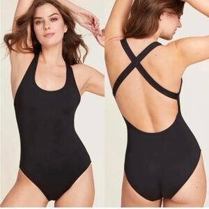 Andie The Tulum One-Piece Swimsuit Ribbed Black size Large